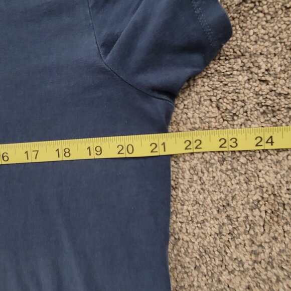 Men's Express V-Neck Blue Verigated T-shirt Large Soft - Picture 5 of 8